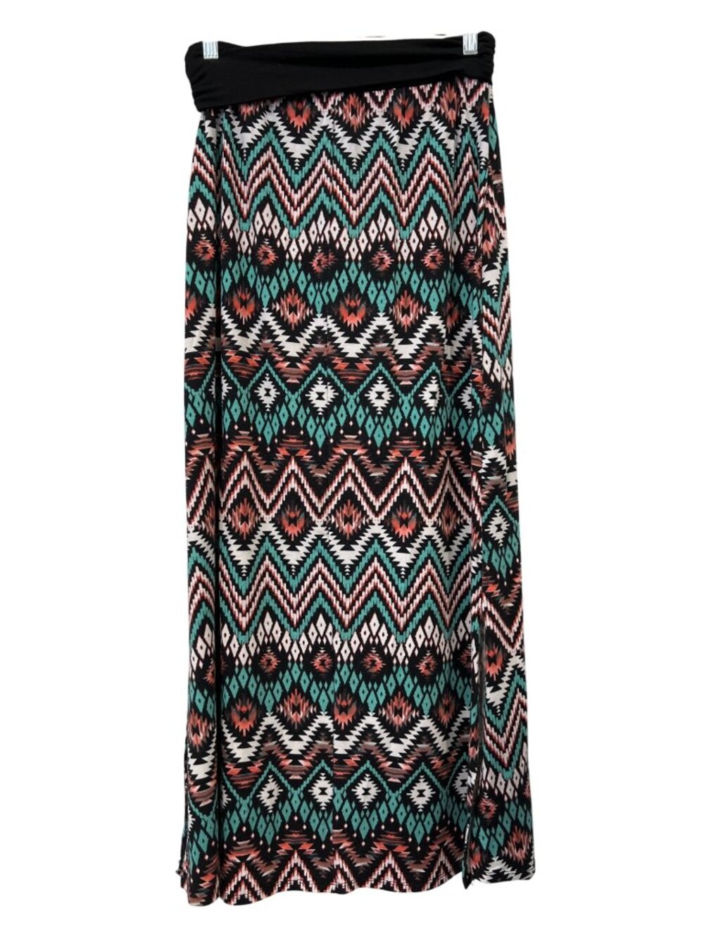 Y2K Vanity Maxi Skirt Medium Aztec Geometric Black Multi Western Navajo Boho